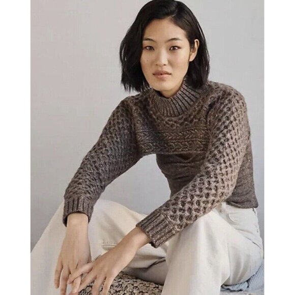 Anthropologie Brown Cable Knit Sweater Shrug - Picture 14 of 14